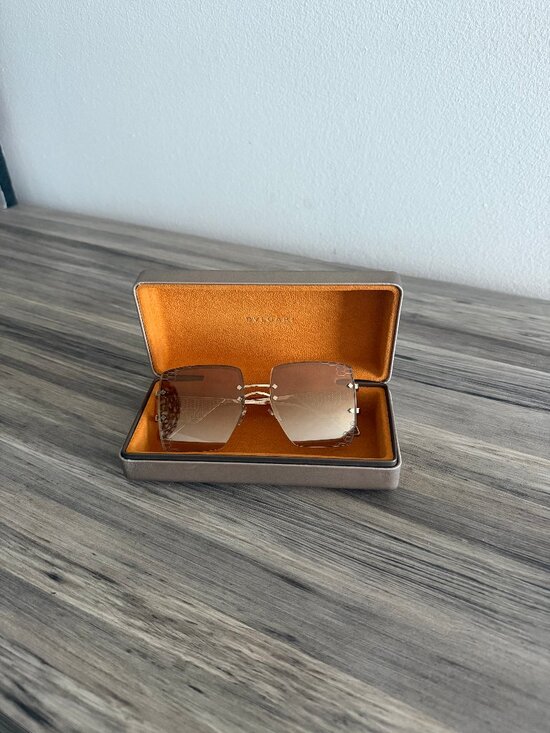 Bulgari Gold Frame Gradient Brown Square Sunglasses main image 13